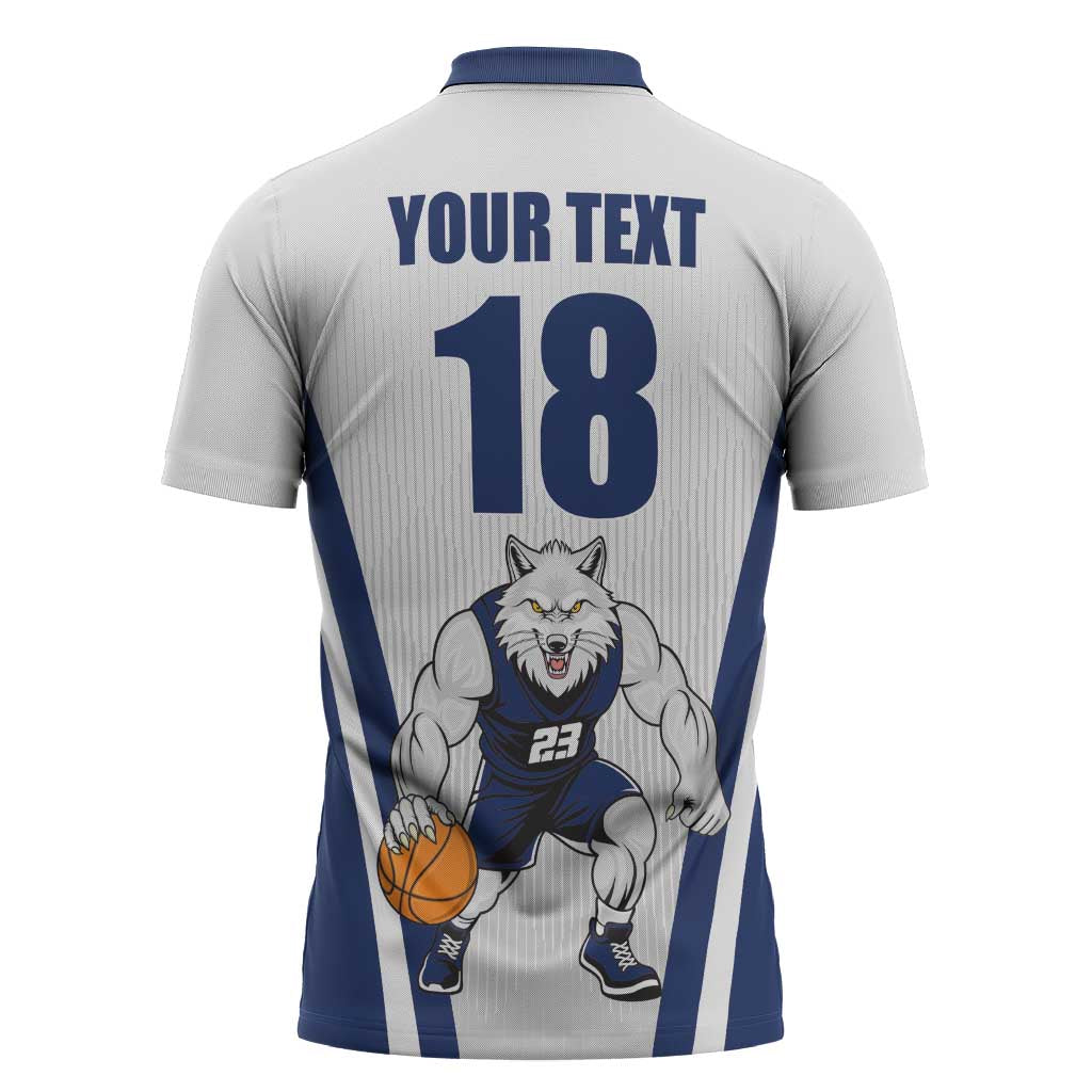 Finland Basketball Custom Zipper Polo Shirt Wolf Mascot Dynamic Style - Wonder Print Shop