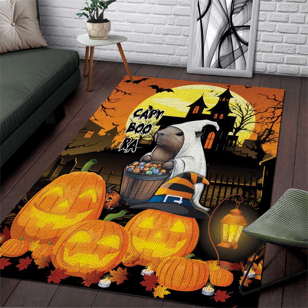 Capy-Boo-Ra Halloween Area Rug Haunted House And Pumpkin Spooky - Wonder Print Shop