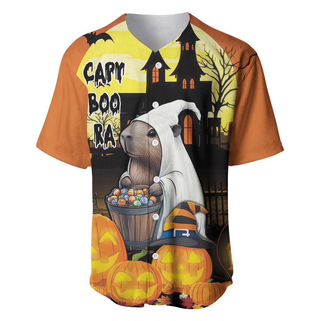 Capy-Boo-Ra Halloween Baseball Jersey Haunted House And Pumpkin Spooky - Wonder Print Shop