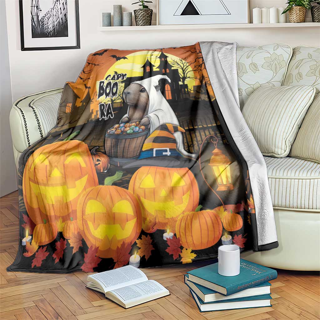 Capy-Boo-Ra Halloween Blanket Haunted House And Pumpkin Spooky