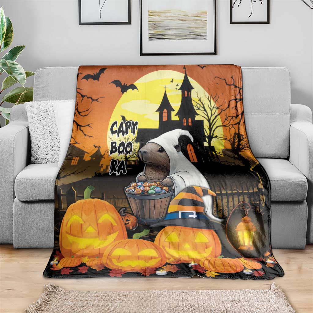 Capy-Boo-Ra Halloween Blanket Haunted House And Pumpkin Spooky