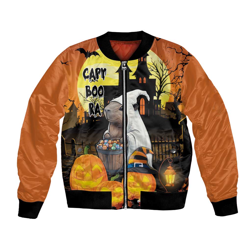 Capy-Boo-Ra Halloween Bomber Jacket Haunted House And Pumpkin Spooky - Wonder Print Shop