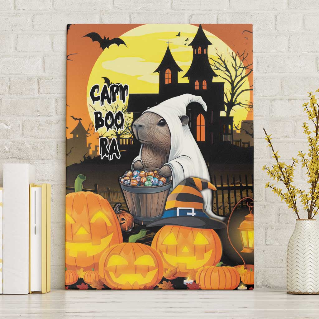 Capy-Boo-Ra Halloween Canvas Wall Art Haunted House And Pumpkin Spooky - Wonder Print Shop