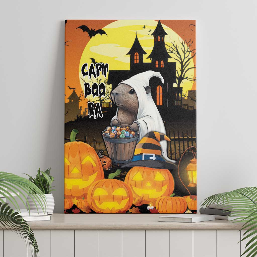 Capy-Boo-Ra Halloween Canvas Wall Art Haunted House And Pumpkin Spooky - Wonder Print Shop