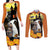 Capy-Boo-Ra Halloween Couples Matching Long Sleeve Bodycon Dress and Long Sleeve Button Shirt Haunted House And Pumpkin Spooky - Wonder Print Shop
