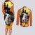 Capy-Boo-Ra Halloween Couples Matching Long Sleeve Bodycon Dress and Long Sleeve Button Shirt Haunted House And Pumpkin Spooky - Wonder Print Shop