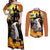 Capy-Boo-Ra Halloween Couples Matching Off Shoulder Maxi Dress and Long Sleeve Button Shirt Haunted House And Pumpkin Spooky - Wonder Print Shop