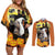 Capy-Boo-Ra Halloween Couples Matching Off Shoulder Short Dress and Long Sleeve Button Shirt Haunted House And Pumpkin Spooky - Wonder Print Shop