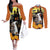 Capy-Boo-Ra Halloween Couples Matching Off The Shoulder Long Sleeve Dress and Long Sleeve Button Shirt Haunted House And Pumpkin Spooky