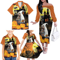 Capy-Boo-Ra Halloween Family Matching Off The Shoulder Long Sleeve Dress and Hawaiian Shirt Haunted House And Pumpkin Spooky - Wonder Print Shop
