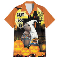 Capy-Boo-Ra Halloween Family Matching Off The Shoulder Long Sleeve Dress and Hawaiian Shirt Haunted House And Pumpkin Spooky - Wonder Print Shop