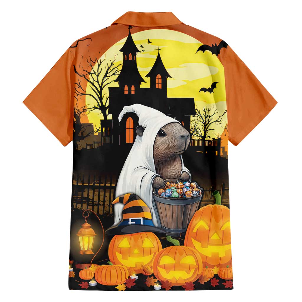 Capy-Boo-Ra Halloween Family Matching Off Shoulder Maxi Dress and Hawaiian Shirt Haunted House And Pumpkin Spooky - Wonder Print Shop