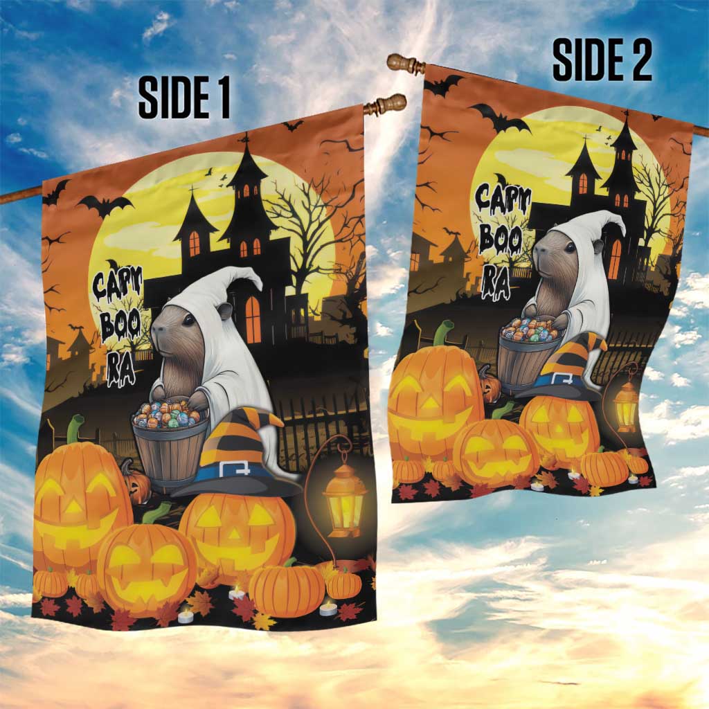 Capy-Boo-Ra Halloween Garden Flag Haunted House And Pumpkin Spooky - Wonder Print Shop