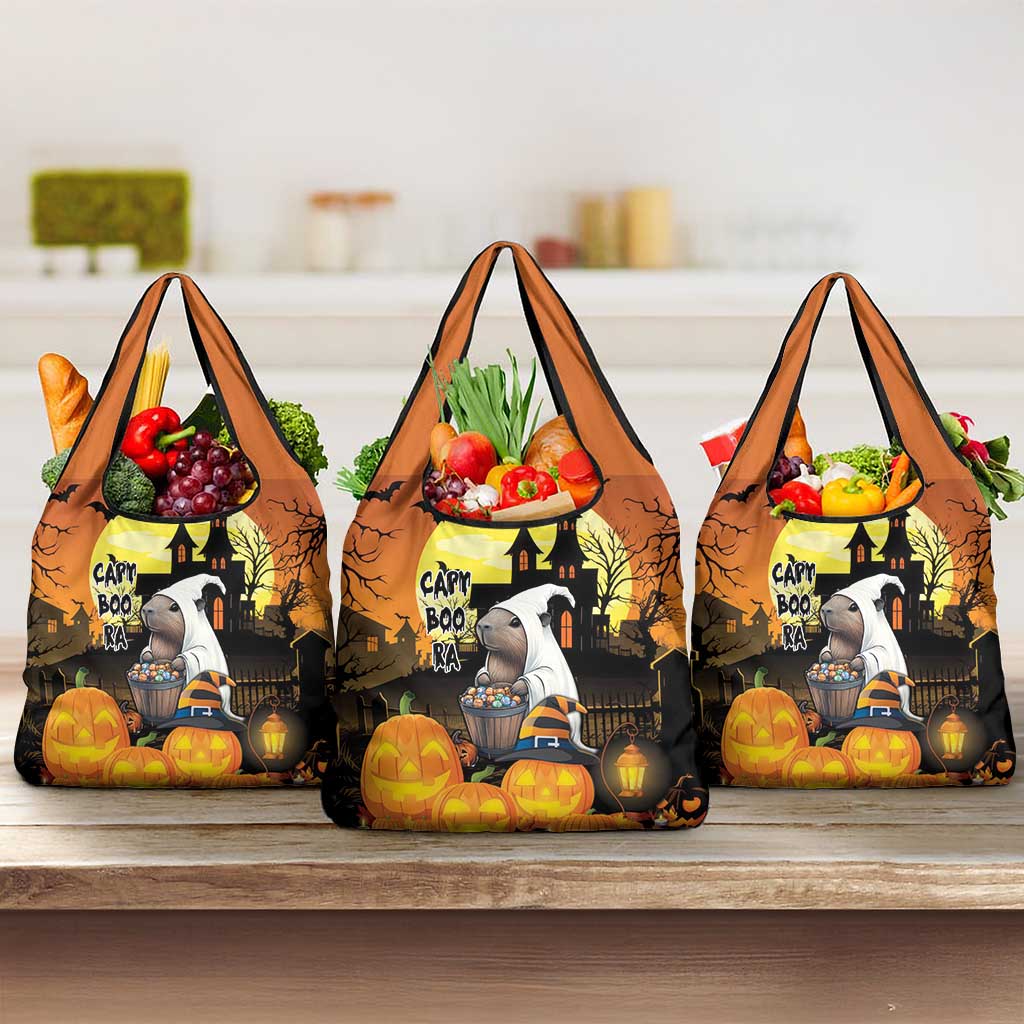 Capy-Boo-Ra Halloween Grocery Bag Haunted House And Pumpkin Spooky