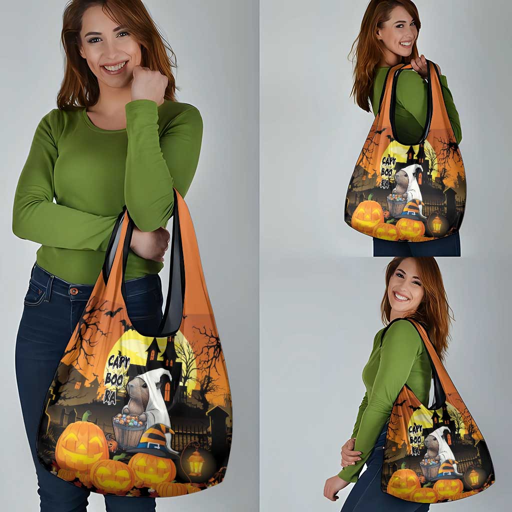 Capy-Boo-Ra Halloween Grocery Bag Haunted House And Pumpkin Spooky