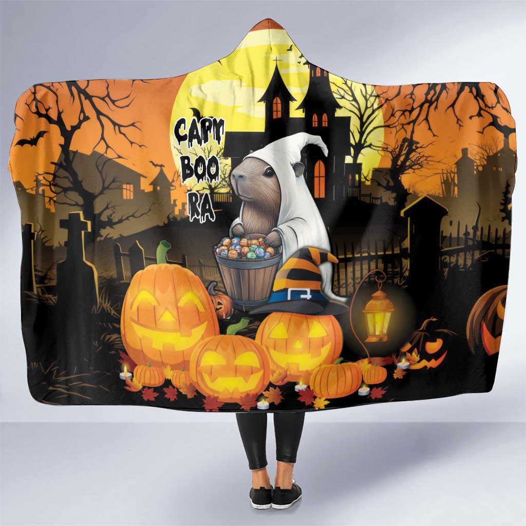 Capy-Boo-Ra Halloween Hooded Blanket Haunted House And Pumpkin Spooky