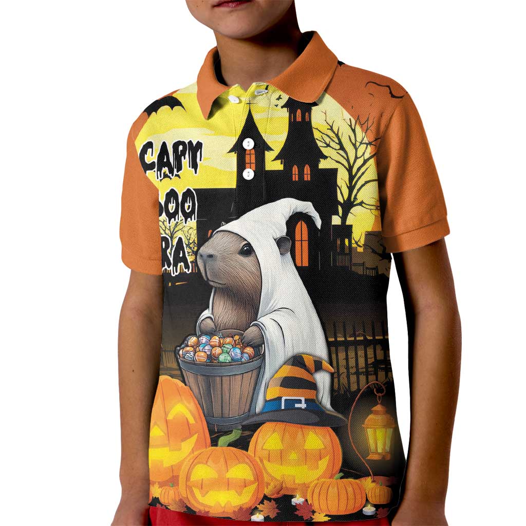 Capy-Boo-Ra Halloween Kid Polo Shirt Haunted House And Pumpkin Spooky - Wonder Print Shop