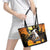 Capy-Boo-Ra Halloween Leather Tote Bag Haunted House And Pumpkin Spooky - Wonder Print Shop