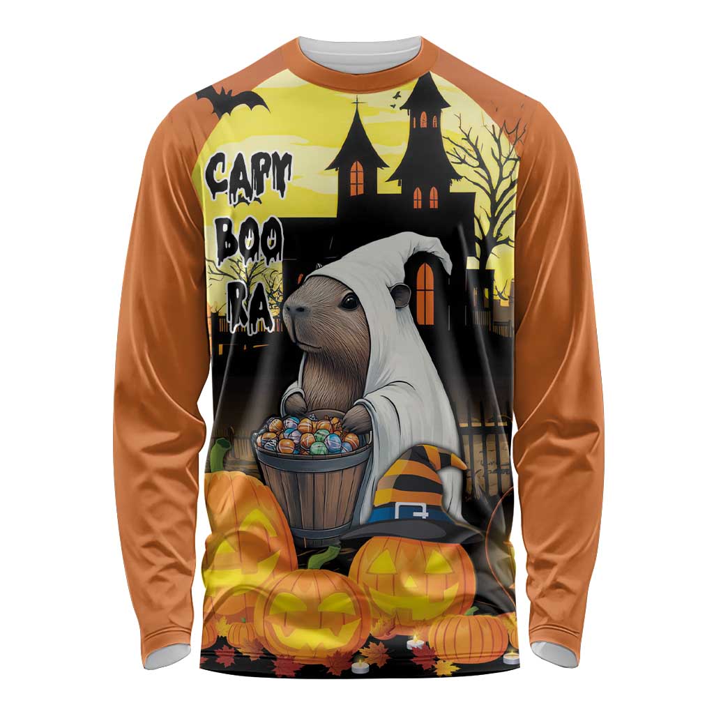 Capy-Boo-Ra Halloween Long Sleeve Shirt Haunted House And Pumpkin Spooky - Wonder Print Shop