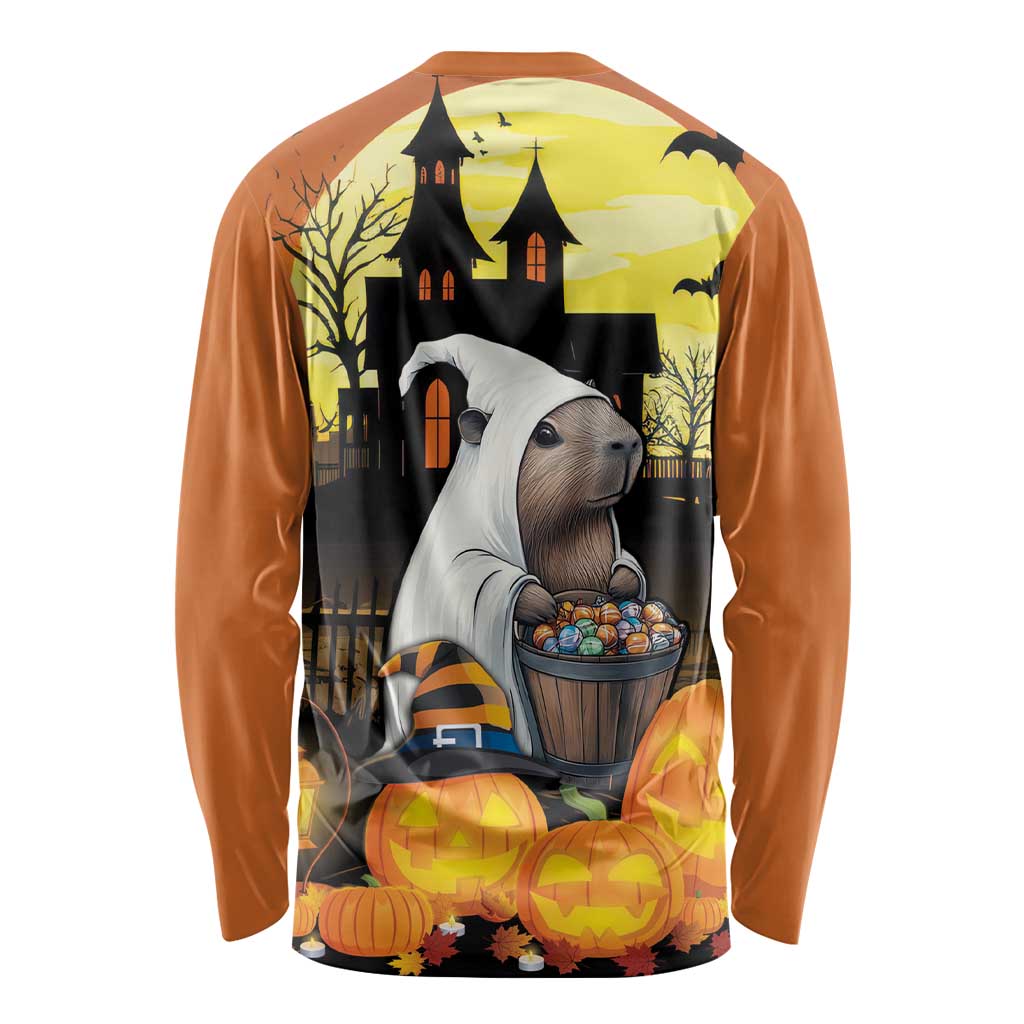 Capy-Boo-Ra Halloween Long Sleeve Shirt Haunted House And Pumpkin Spooky - Wonder Print Shop