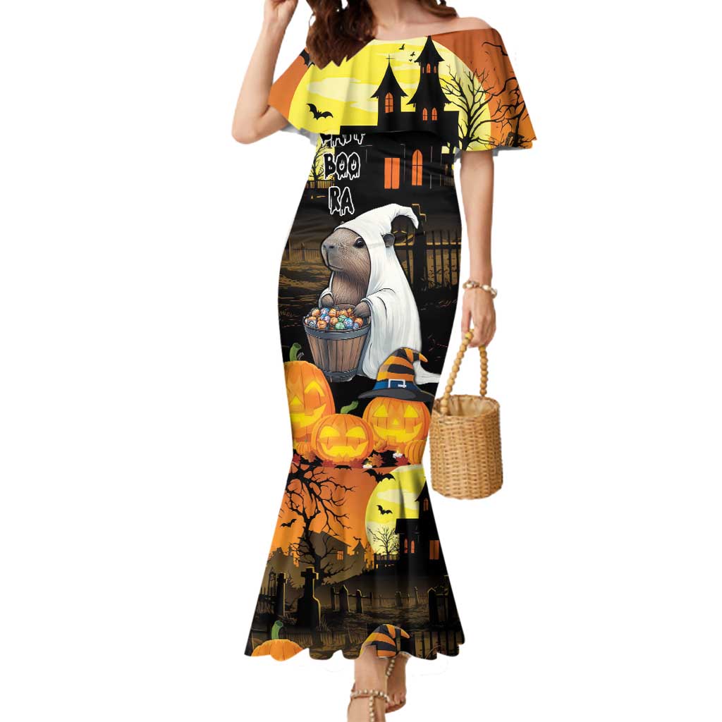 Capy-Boo-Ra Halloween Mermaid Dress Haunted House And Pumpkin Spooky - Wonder Print Shop