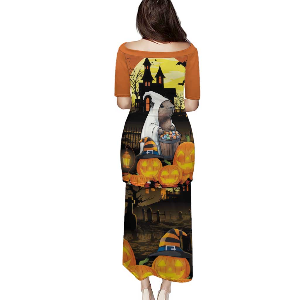 Capy-Boo-Ra Halloween Puletasi Haunted House And Pumpkin Spooky - Wonder Print Shop