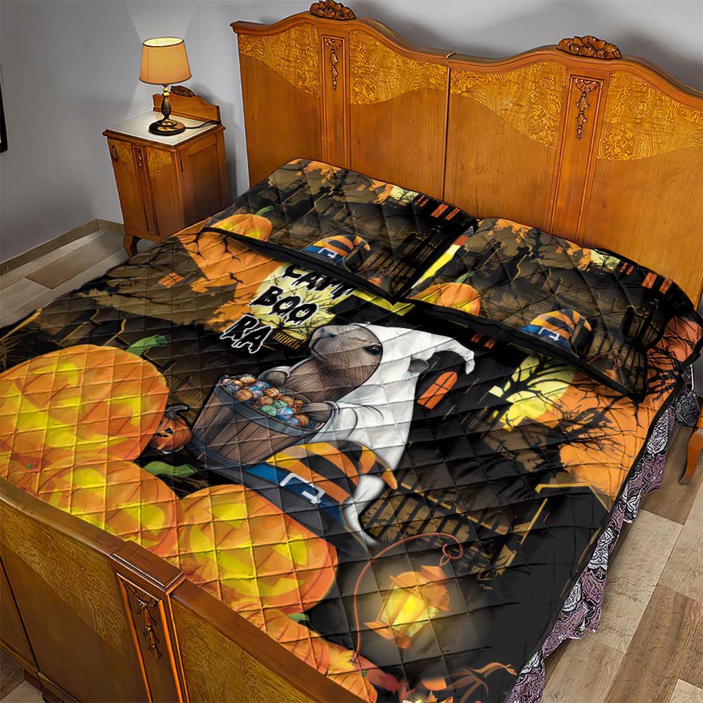 Capy-Boo-Ra Halloween Quilt Bed Set Haunted House And Pumpkin Spooky - Wonder Print Shop