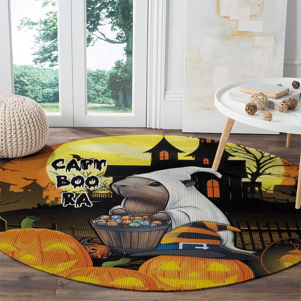 Capy-Boo-Ra Halloween Round Carpet Haunted House And Pumpkin Spooky