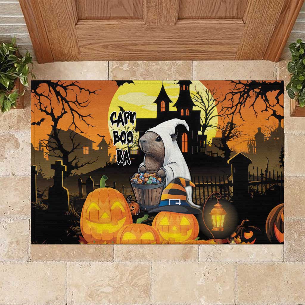 Capy-Boo-Ra Halloween Rubber Doormat Haunted House And Pumpkin Spooky - Wonder Print Shop