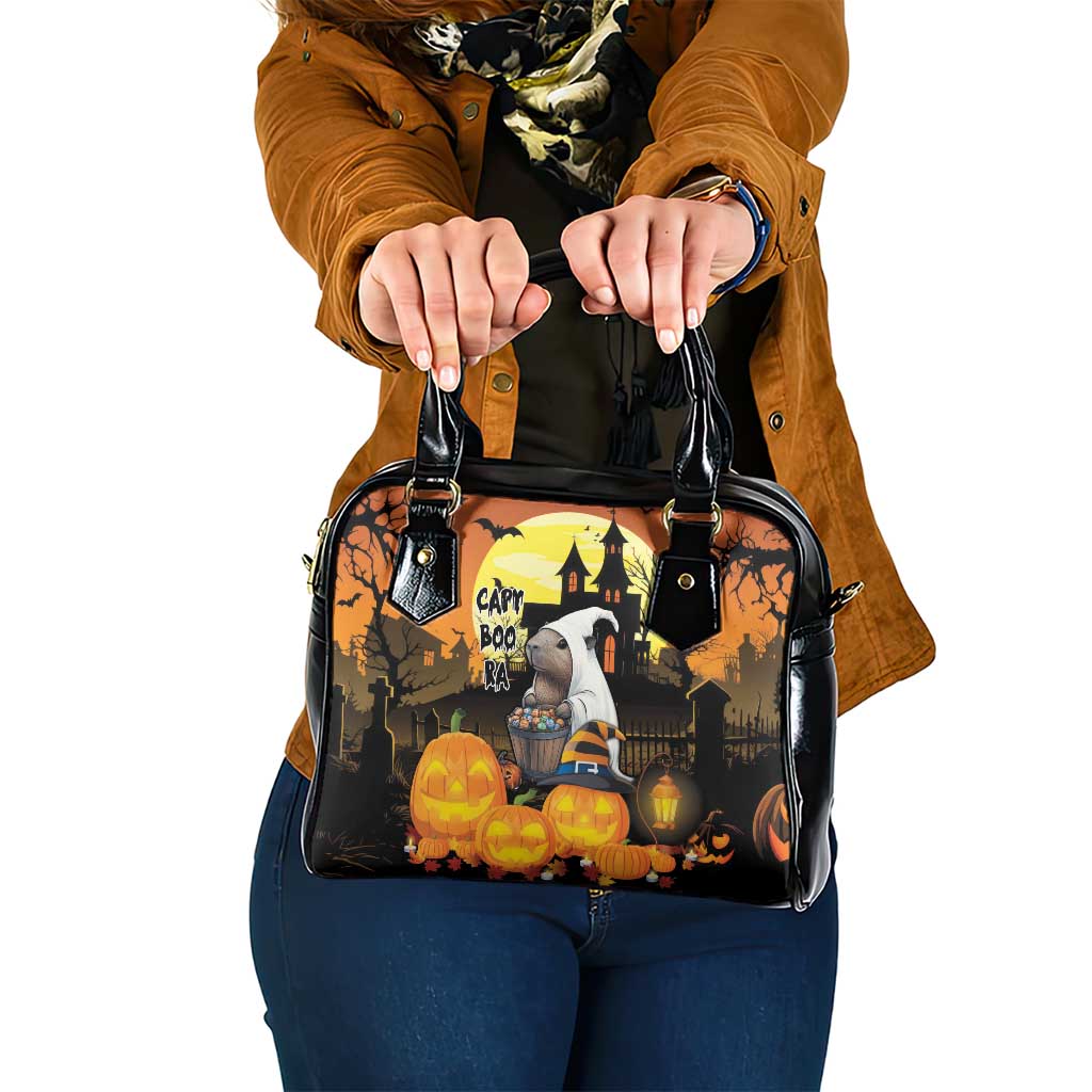 Capy-Boo-Ra Halloween Shoulder Handbag Haunted House And Pumpkin Spooky