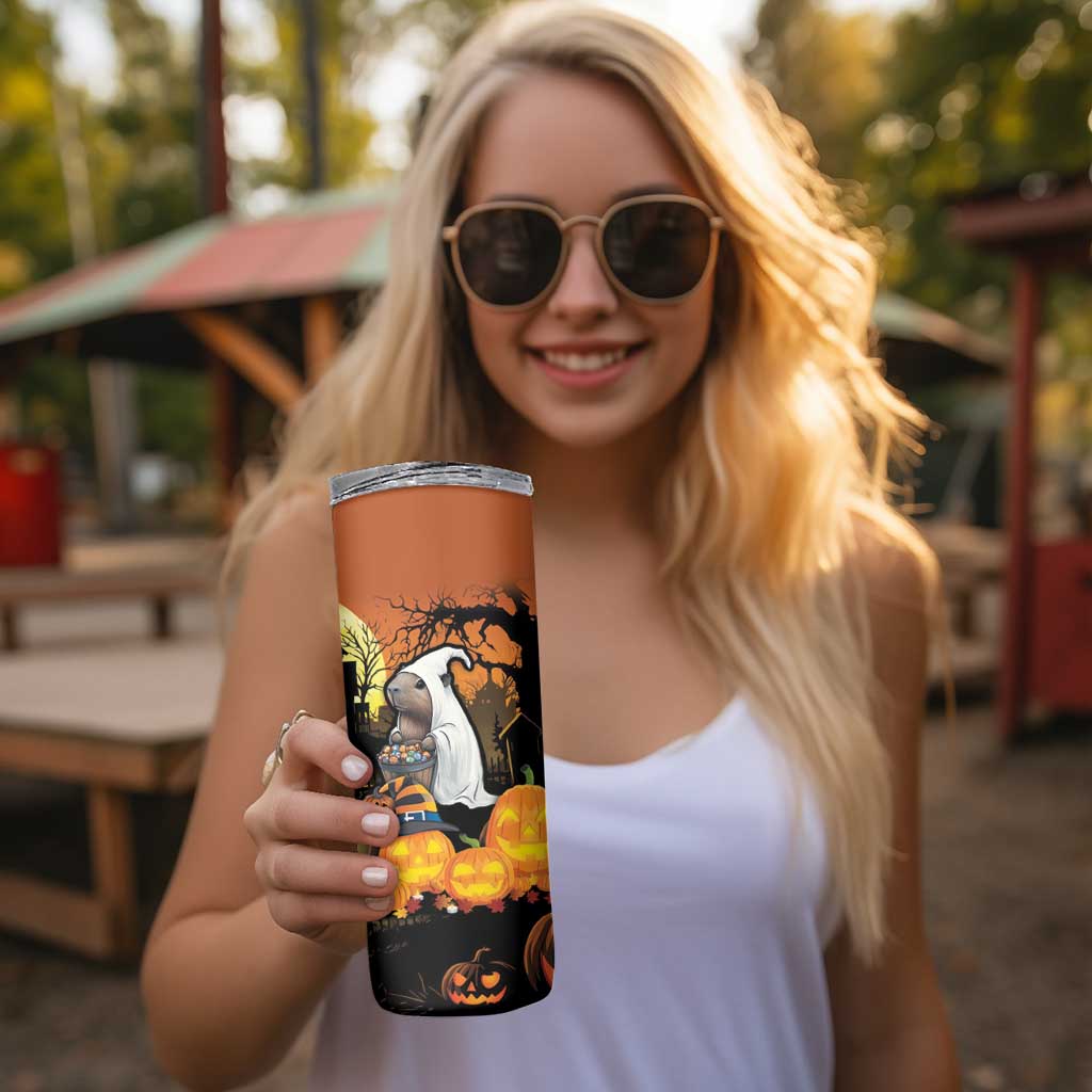 Capy-Boo-Ra Halloween Skinny Tumbler Haunted House And Pumpkin Spooky - Wonder Print Shop