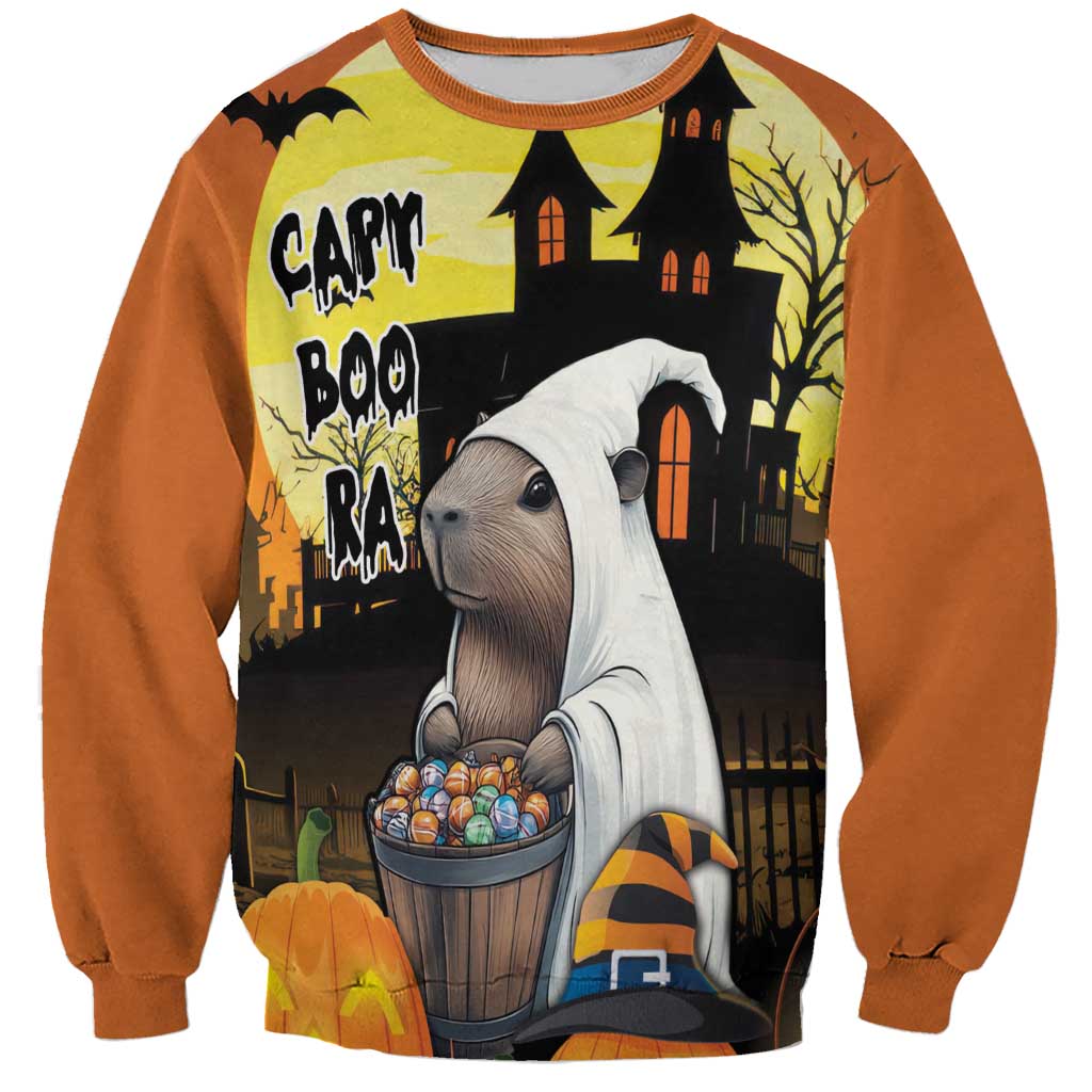 Capy-Boo-Ra Halloween Sweatshirt Haunted House And Pumpkin Spooky - Wonder Print Shop