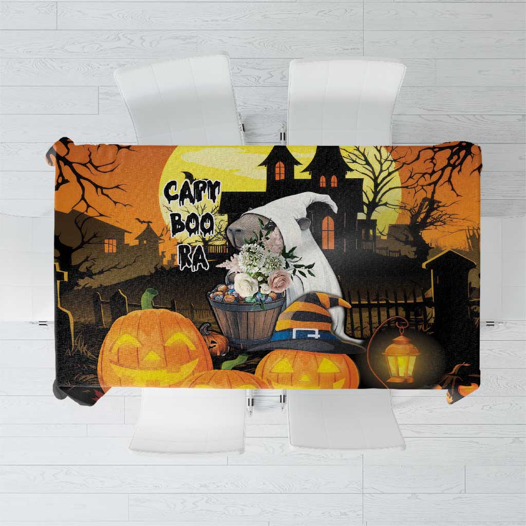 Capy-Boo-Ra Halloween Tablecloth Haunted House And Pumpkin Spooky - Wonder Print Shop