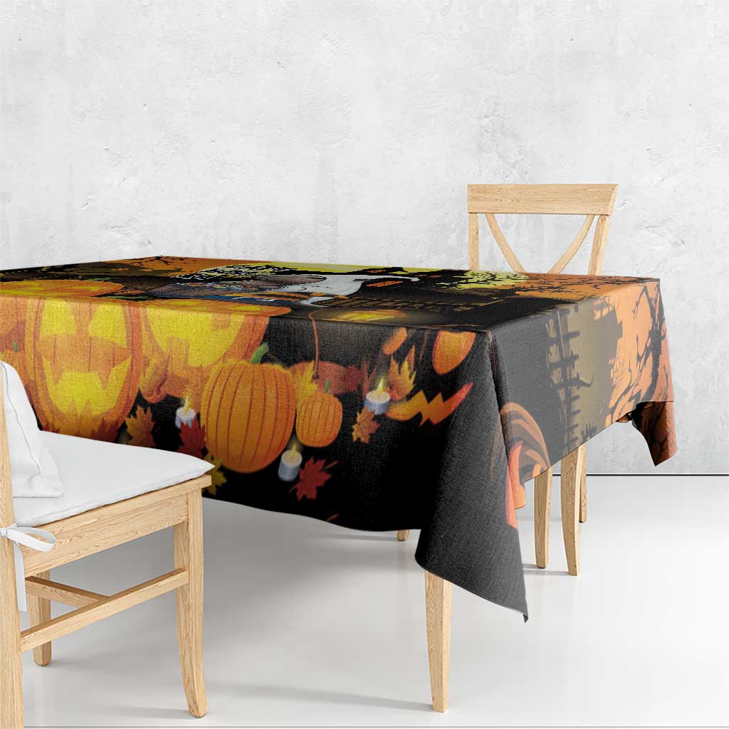 Capy-Boo-Ra Halloween Tablecloth Haunted House And Pumpkin Spooky - Wonder Print Shop