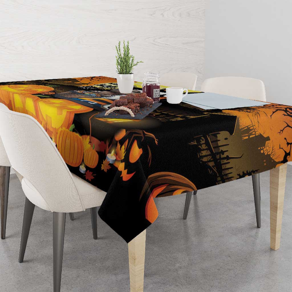 Capy-Boo-Ra Halloween Tablecloth Haunted House And Pumpkin Spooky - Wonder Print Shop