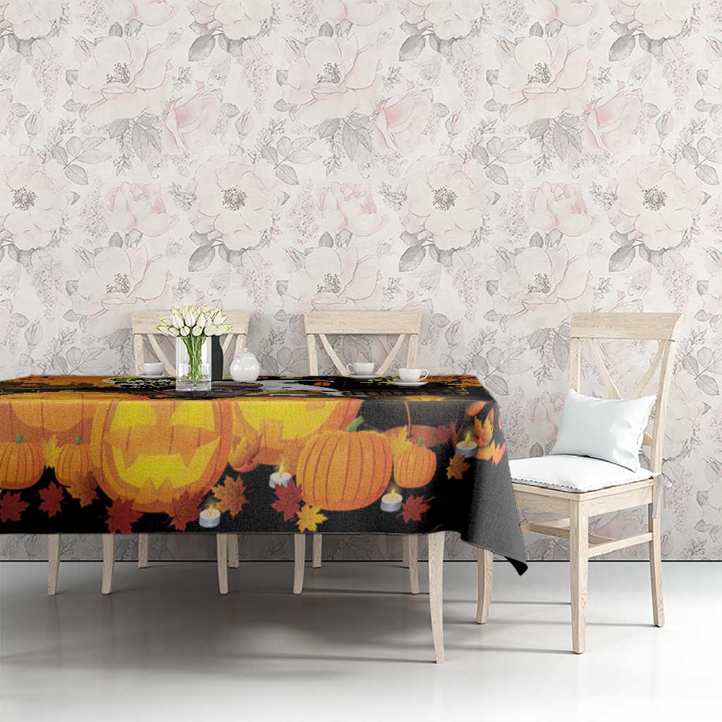 Capy-Boo-Ra Halloween Tablecloth Haunted House And Pumpkin Spooky - Wonder Print Shop
