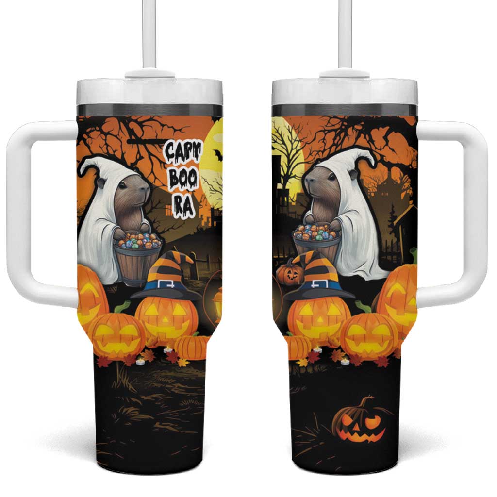 Capy-Boo-Ra Halloween Tumbler With Handle Haunted House And Pumpkin Spooky - Wonder Print Shop