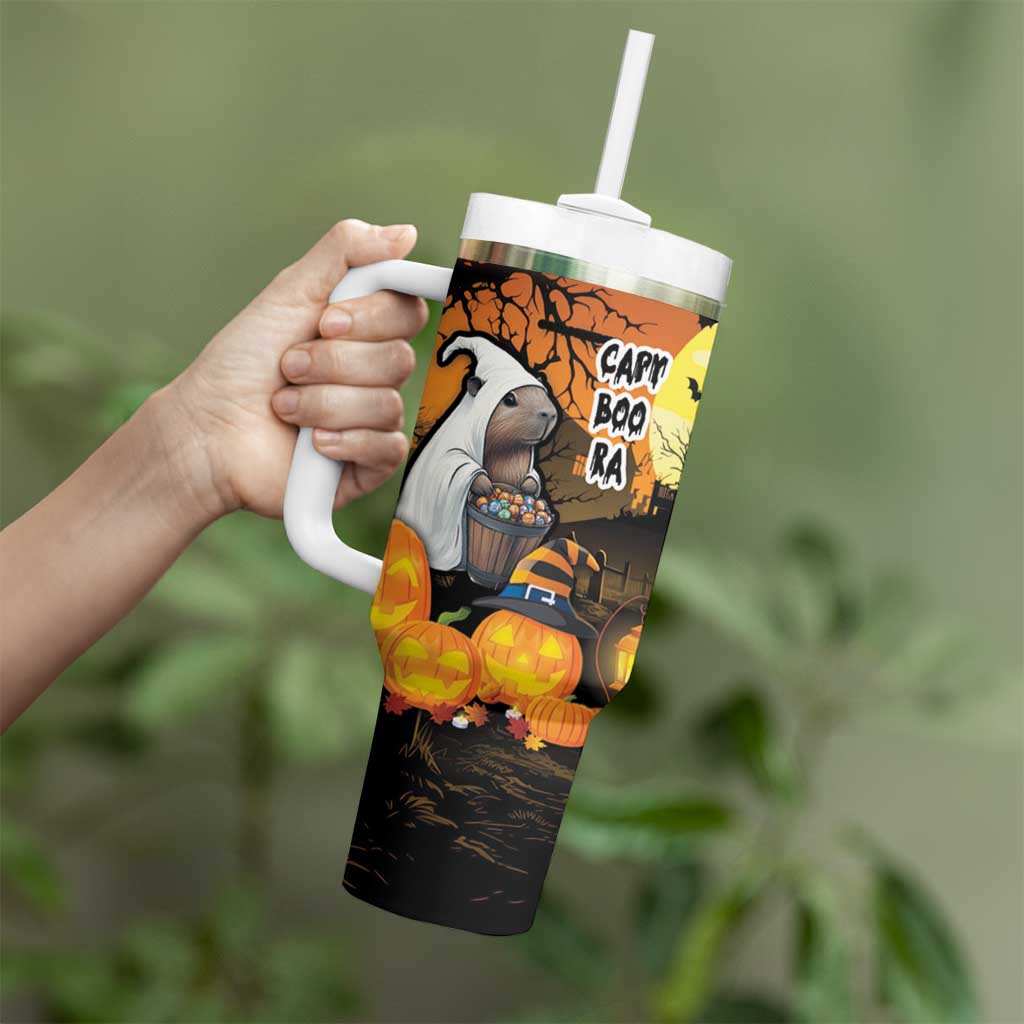Capy-Boo-Ra Halloween Tumbler With Handle Haunted House And Pumpkin Spooky - Wonder Print Shop
