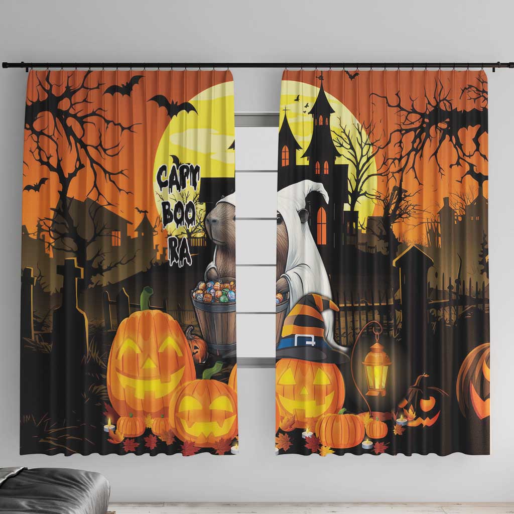 Capy-Boo-Ra Halloween Window Curtain Haunted House And Pumpkin Spooky - Wonder Print Shop
