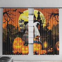 Capy-Boo-Ra Halloween Window Curtain Haunted House And Pumpkin Spooky - Wonder Print Shop