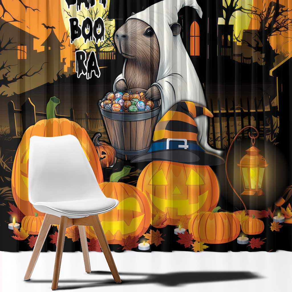 Capy-Boo-Ra Halloween Window Curtain Haunted House And Pumpkin Spooky - Wonder Print Shop