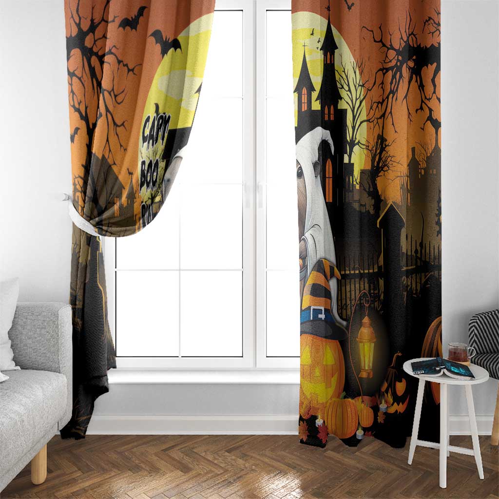 Capy-Boo-Ra Halloween Window Curtain Haunted House And Pumpkin Spooky - Wonder Print Shop