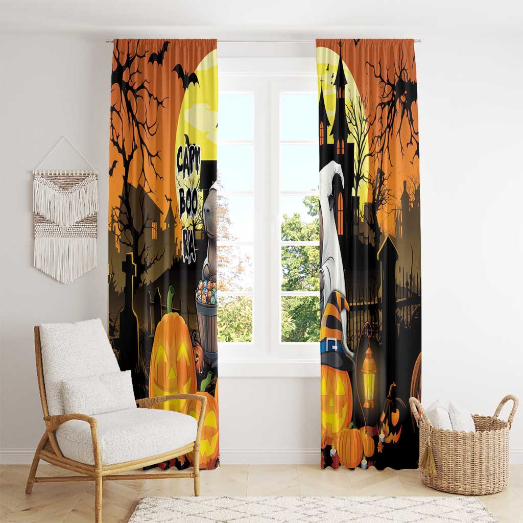 Capy-Boo-Ra Halloween Window Curtain Haunted House And Pumpkin Spooky - Wonder Print Shop