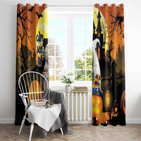 Capy-Boo-Ra Halloween Window Curtain Haunted House And Pumpkin Spooky - Wonder Print Shop