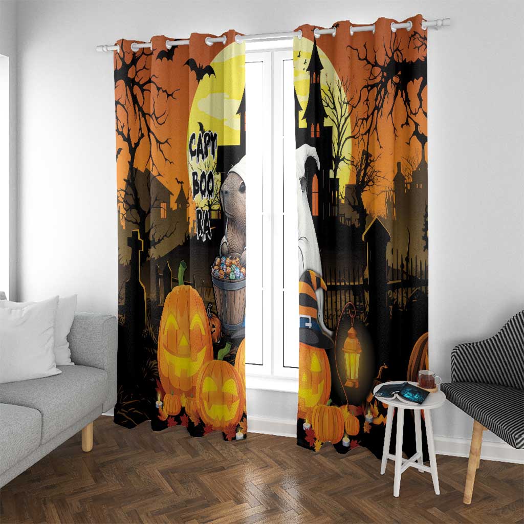 Capy-Boo-Ra Halloween Window Curtain Haunted House And Pumpkin Spooky - Wonder Print Shop