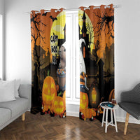 Capy-Boo-Ra Halloween Window Curtain Haunted House And Pumpkin Spooky - Wonder Print Shop