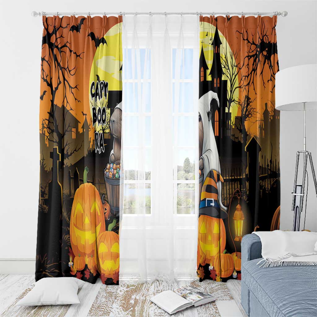 Capy-Boo-Ra Halloween Window Curtain Haunted House And Pumpkin Spooky - Wonder Print Shop