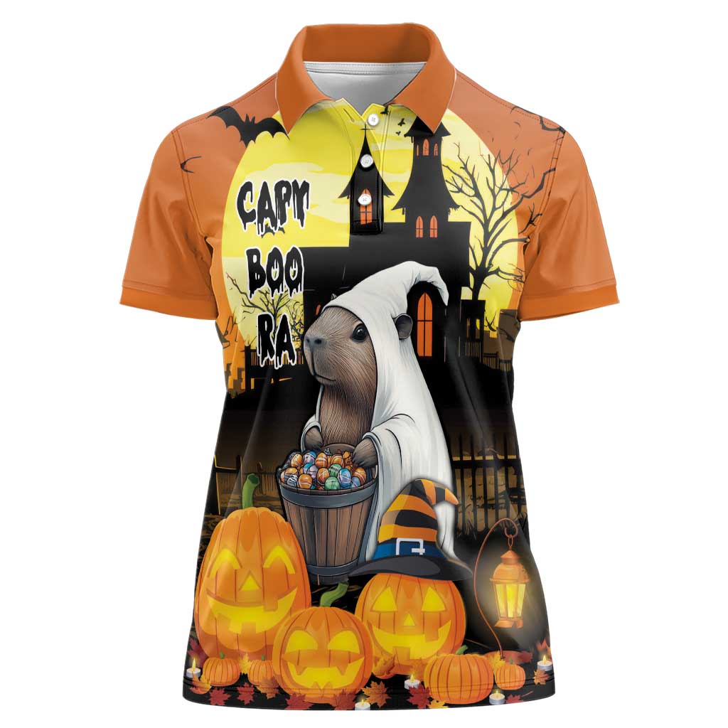 Capy-Boo-Ra Halloween Women Polo Shirt Haunted House And Pumpkin Spooky - Wonder Print Shop