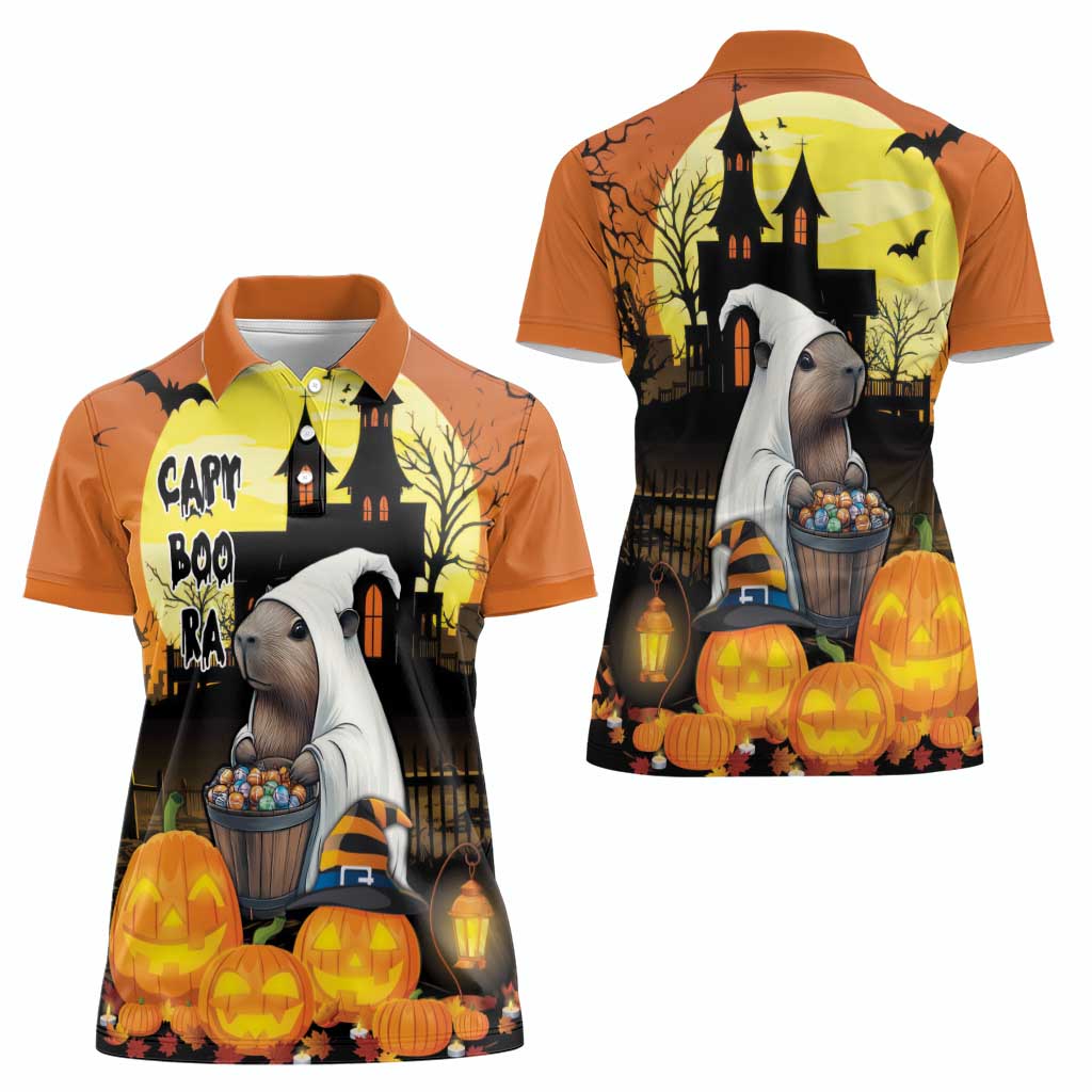 Capy-Boo-Ra Halloween Women Polo Shirt Haunted House And Pumpkin Spooky - Wonder Print Shop