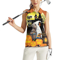Capy-Boo-Ra Halloween Women Sleeveless Polo Shirt Haunted House And Pumpkin Spooky - Wonder Print Shop